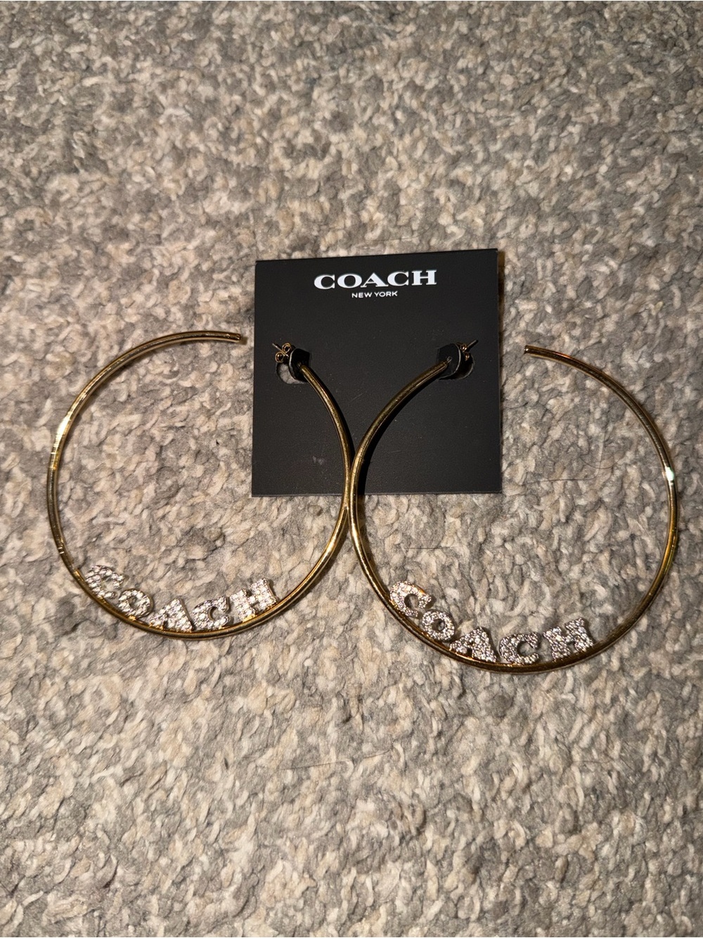Coach Pave Coach Medium Hoop Earrings - Picture 2 of 2